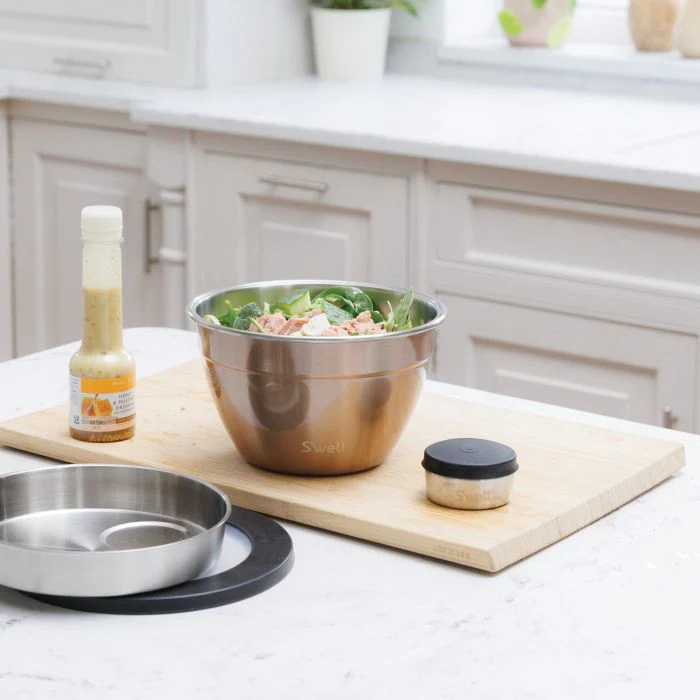 S'well Leakproof Salad Bowl Kit 64oz | 1.9L, Pyrite Design