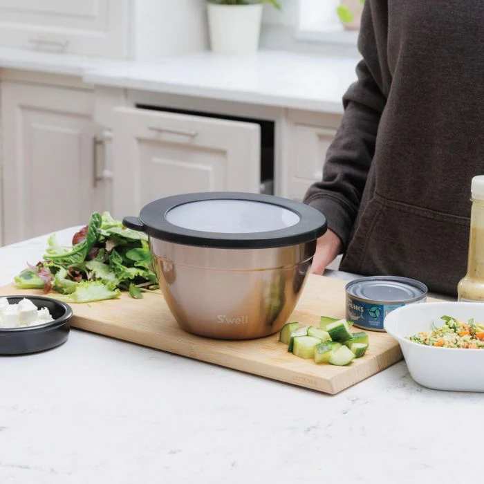 S'well Leakproof Salad Bowl Kit 64oz | 1.9L, Pyrite Design - Image 2