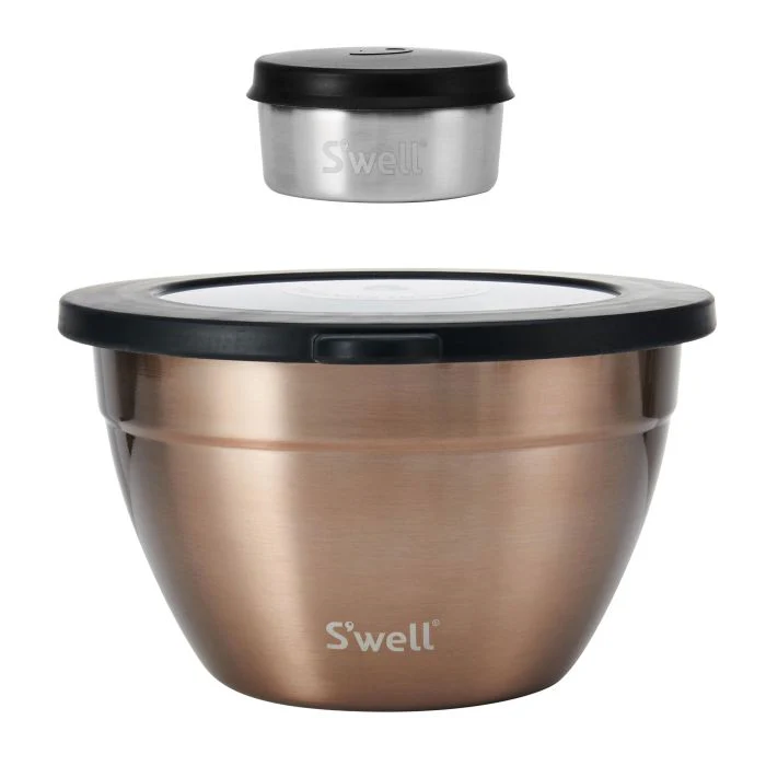S'well Leakproof Salad Bowl Kit 64oz | 1.9L, Pyrite Design - Image 3