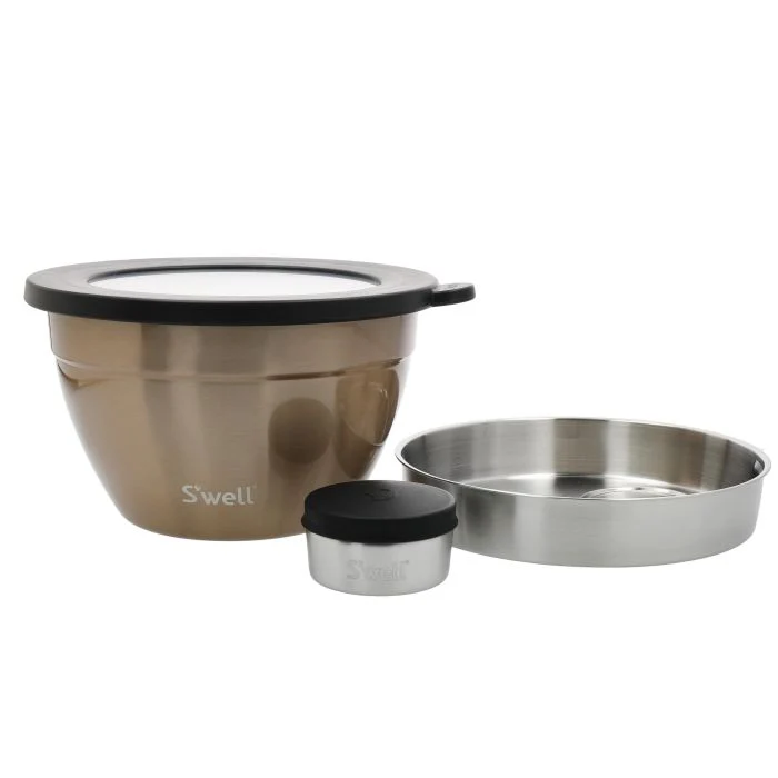 S'well Leakproof Salad Bowl Kit 64oz | 1.9L, Pyrite Design - Image 4