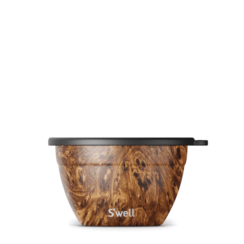 S'well Leakproof Salad Bowl Kit 64oz | 1.9L, Teakwood Design - Image 4