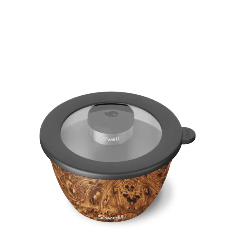 S'well Leakproof Salad Bowl Kit 64oz | 1.9L, Teakwood Design - Image 5