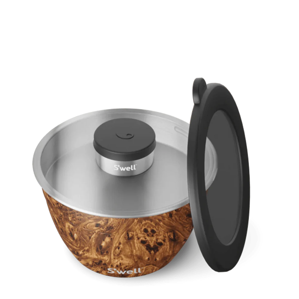 S'well Leakproof Salad Bowl Kit 64oz | 1.9L, Teakwood Design - Image 6