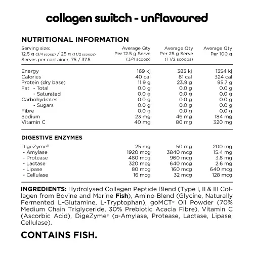 Switch Nutrition Collagen Switch 250g Or 938g, Unflavoured - Image 3
