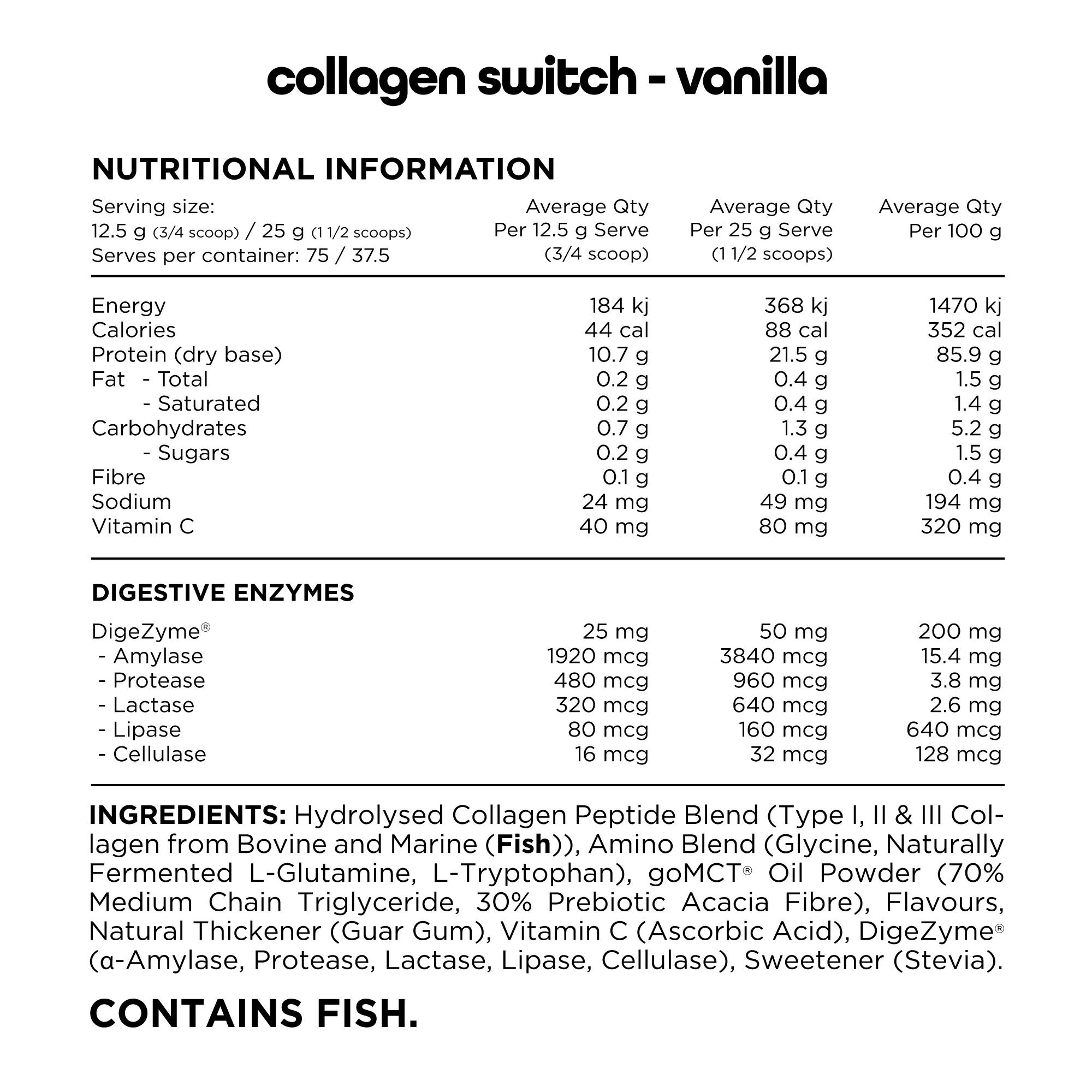 Switch Nutrition Collagen Switch 250g, Vanilla Creme - Image 3