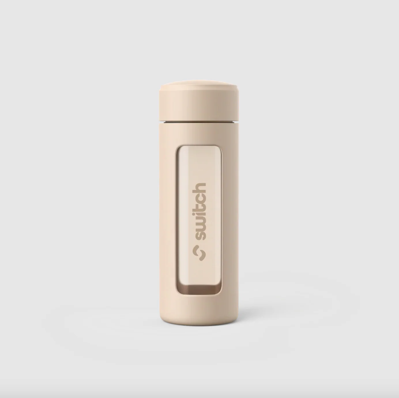 Switch Nutrition Glass Waterbottle With Tea Strainer 460mL, Beige Colour - Image 2