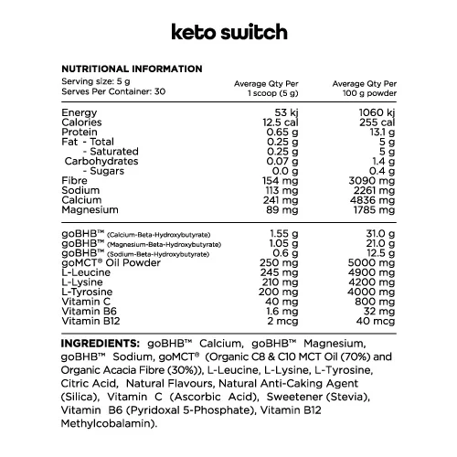 Switch Nutrition Keto Switch 150g Or 300g, Raspberry {Rapid Action + High Potency} - Image 3