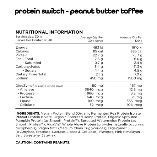 Switch Nutrition Protein Switch 900g (30 serves), Peanut Butter Toffee Flavour - Image 2