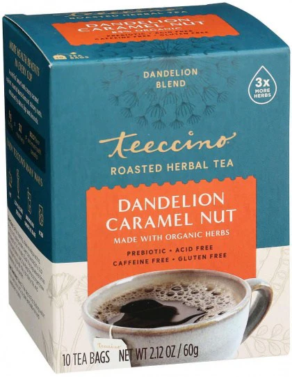 Teeccino Dandelion Herbal Tea 10 Or 25 Tea Bags, Caramel Nut Flavour Caffeine-Free - Image 2