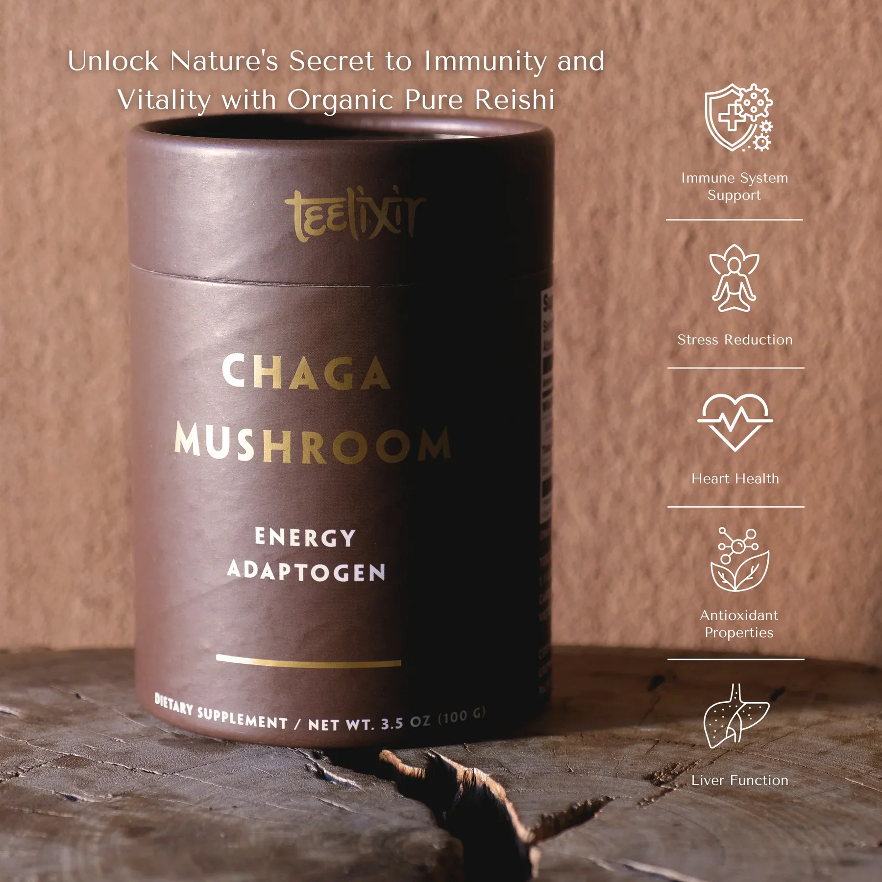 Teelixir Organic Chaga Mushroom 50g Or 100g, Energy Adaptogen - Image 3