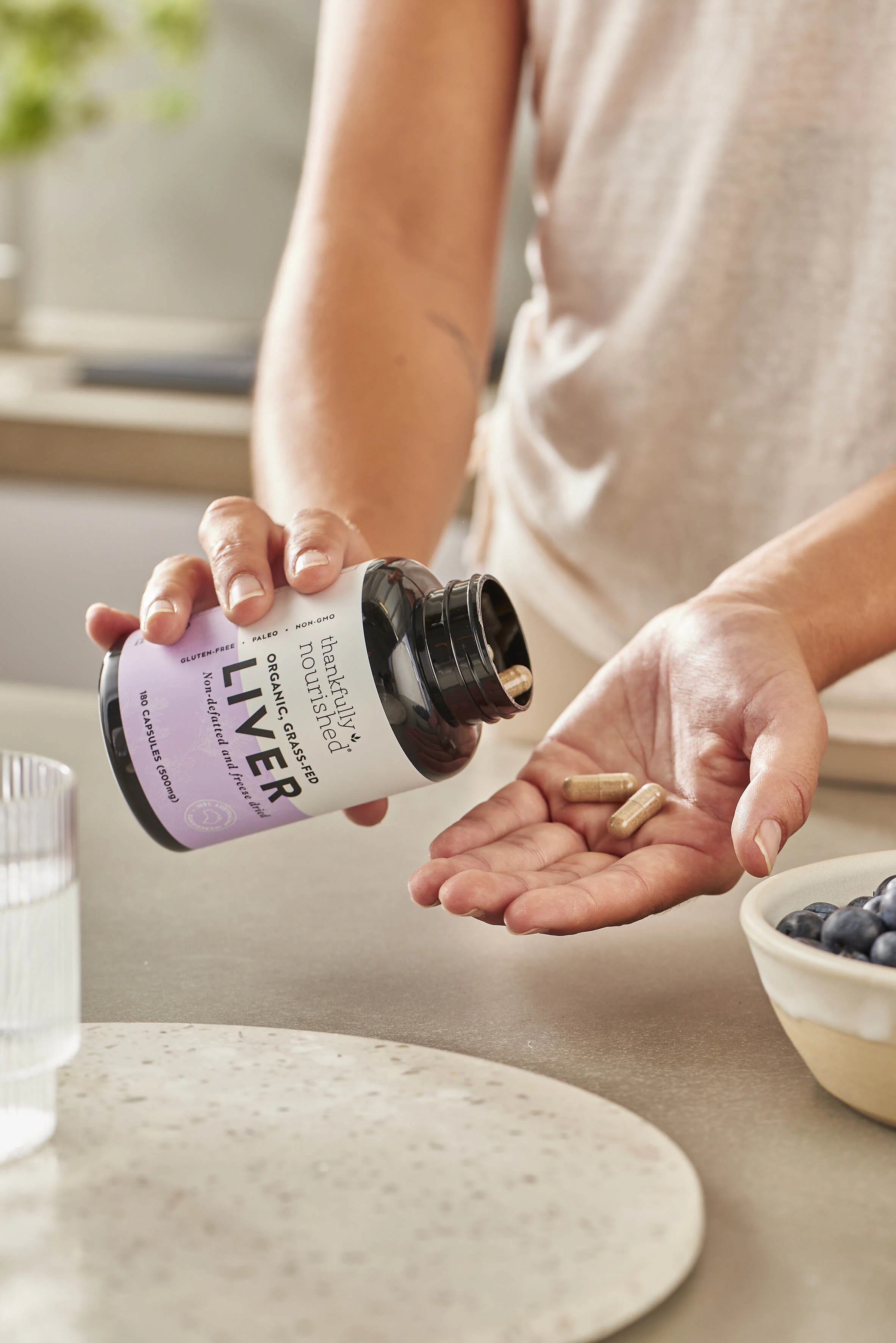 Thankfully Nourished Organic Liver 180caps, Freeze Dried & GMO Free