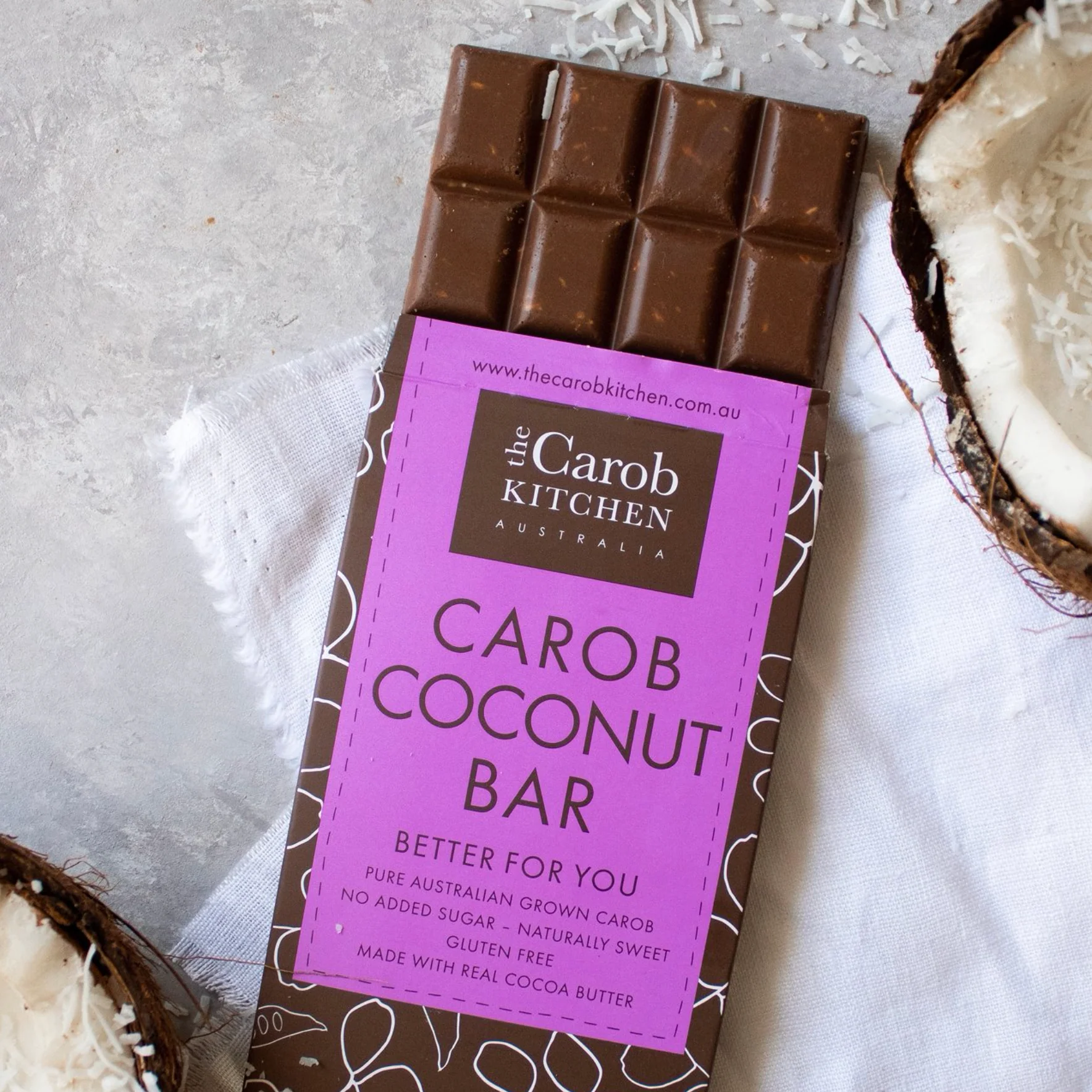 The Carob Kitchen Carob Bar 80g, Coconut Flavour - Image 2