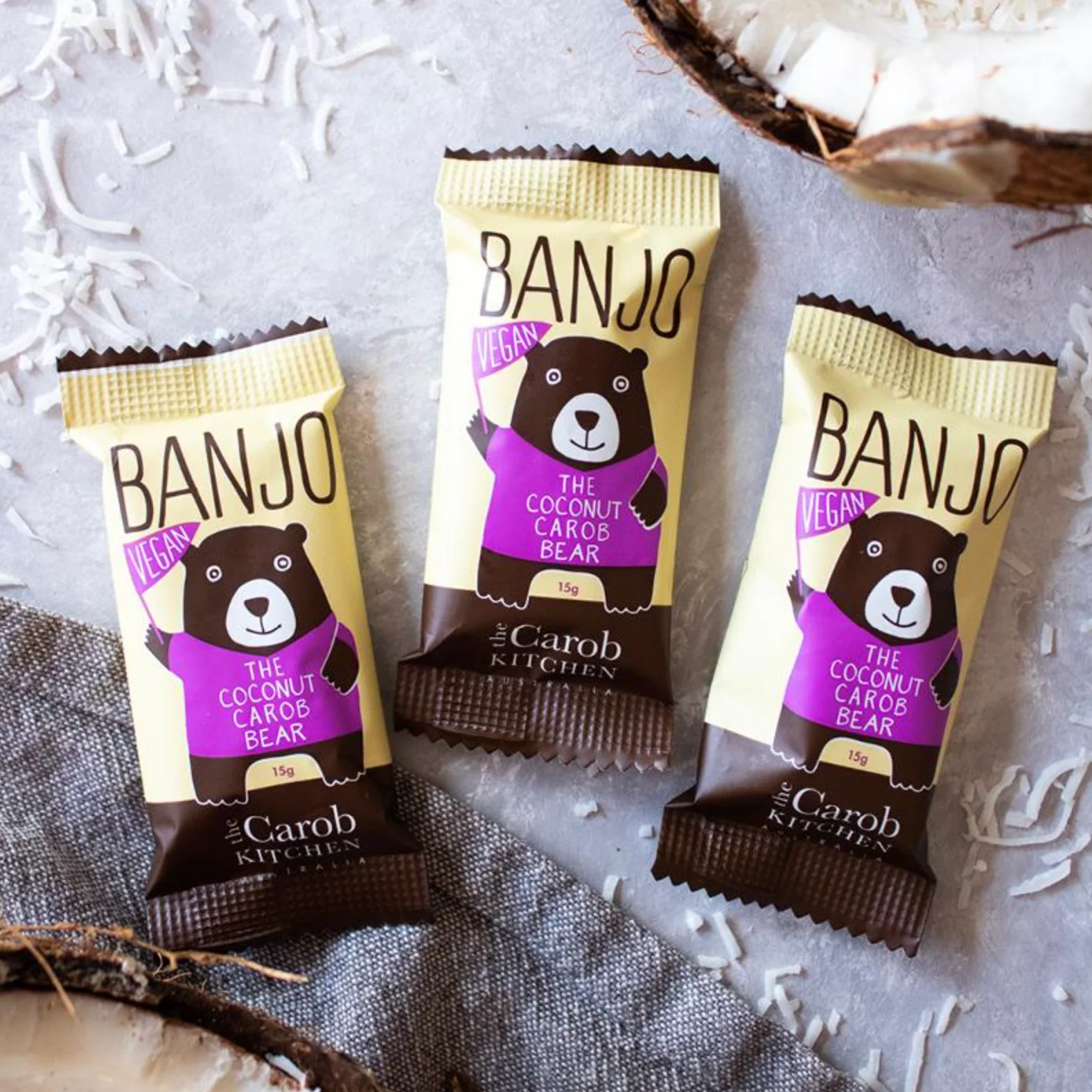 The Carob Kitchen Banjo Bear Vegan 15g, Coconut Flavour - Image 2