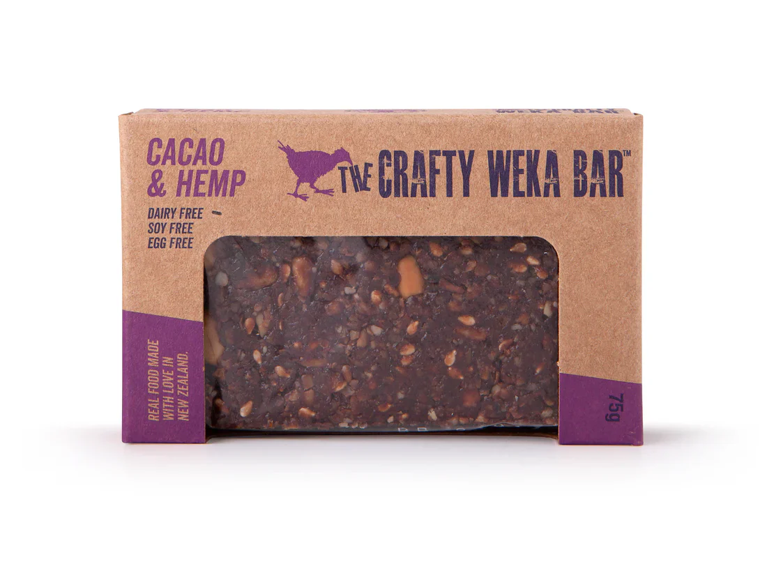 The Crafty Weka Bar Cacao & Hemp 75g, With Peanuts & Manuka Honey