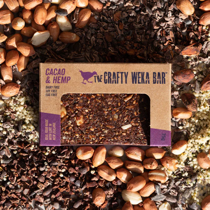 The Crafty Weka Bar Cacao & Hemp 75g, With Peanuts & Manuka Honey - Image 2