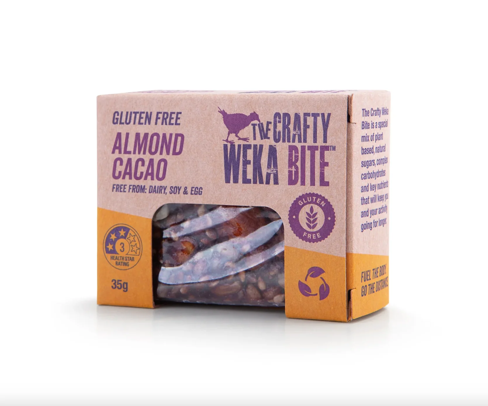 The Crafty Weka Bite Size Almond Cacao Snack Bar 35g, Gluten Free & Dairy Free - Image 2