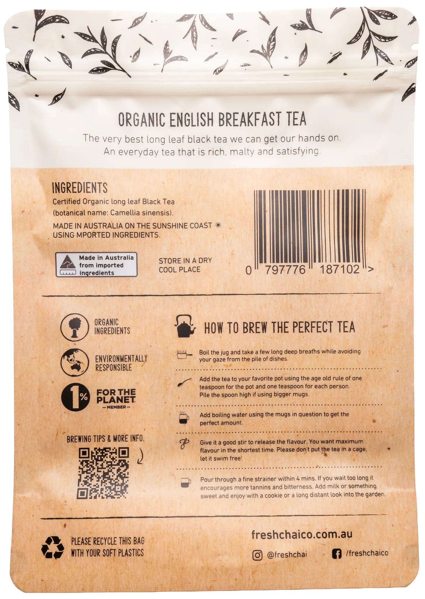 The Fresh Chai Co. Certified Organic English Breakfast Tea 200g, The Best Long Leaf Black Tea - Image 2