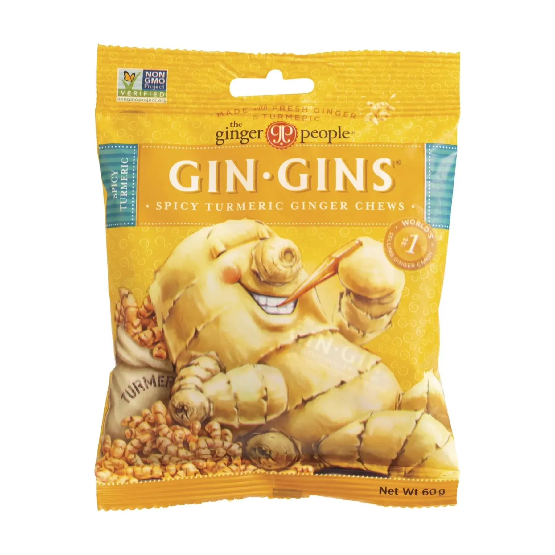 The Ginger People Gin Gins Chewy Ginger Candy 60g Or 150g, Spicy Turmeric Flavour - Image 7