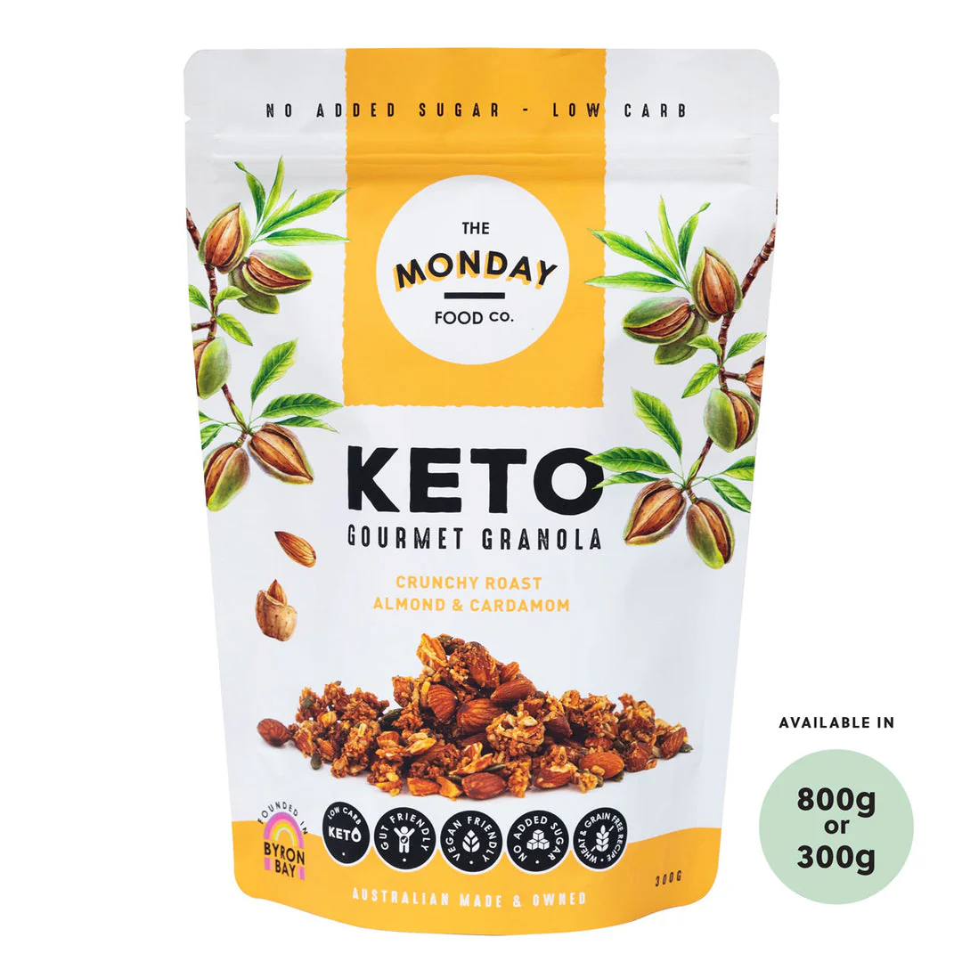 The Monday Food Co Keto Gourmet Granola 300g Or 800g, Crunchy Roast Almond & Cardamom Flavour