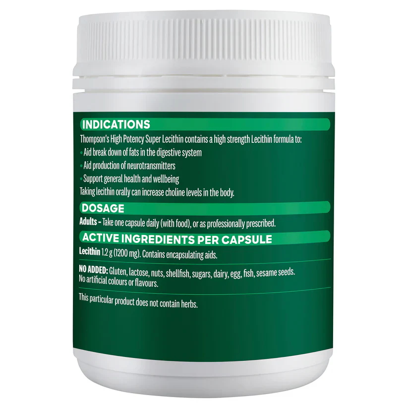 Thompson's High Potency Super Lecithin 200 Capsules, Digestive Health - Image 2