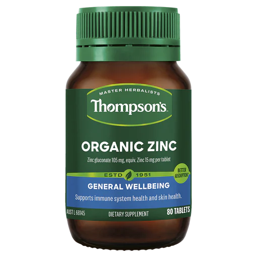 Thompson's Organic Zinc 80 Or 180 Tablets, Supports Immune System Health