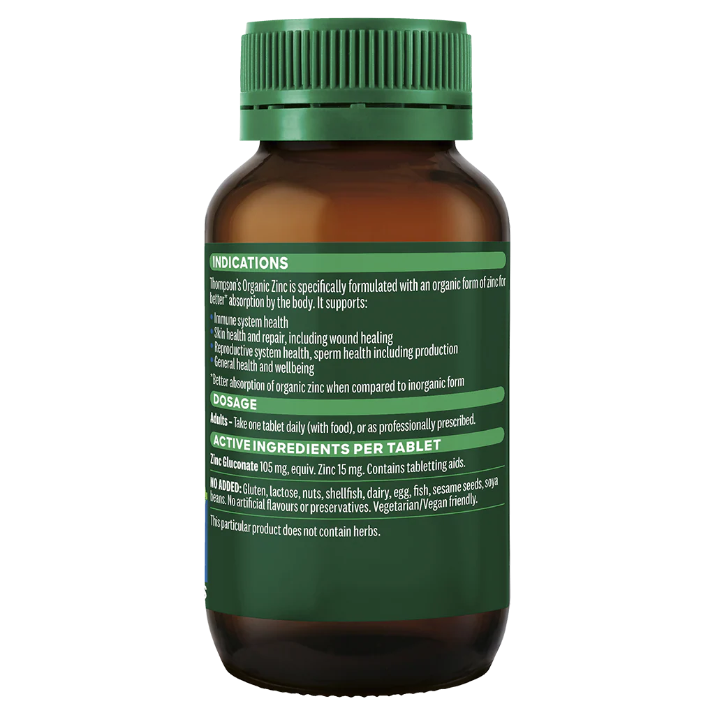 Thompson's Organic Zinc 80 Or 180 Tablets, Supports Immune System Health - Image 4