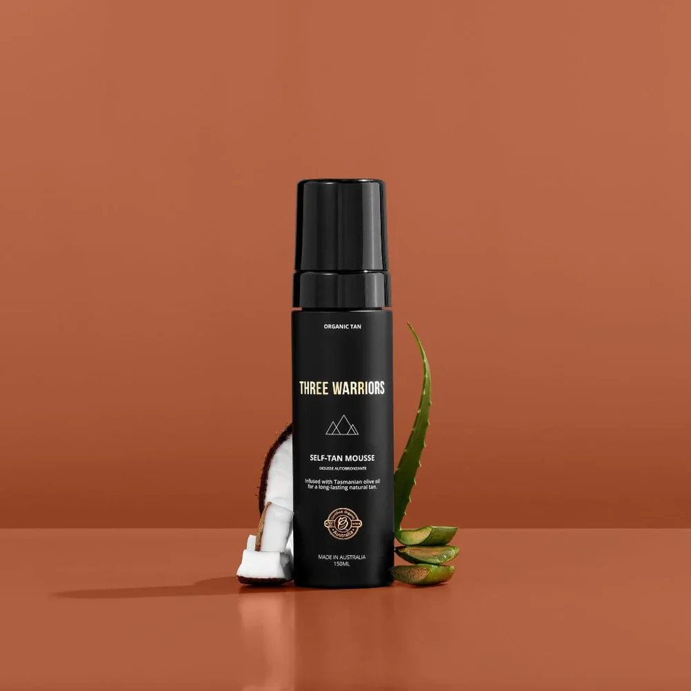 Three Warriors Organic Self-Tan Mousse 150mL, Long Lasting Natural Tan