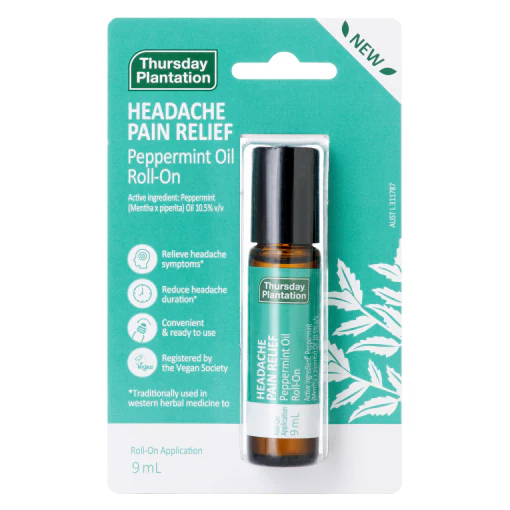 Thursday Plantation Headache Pain Relief Roll On 9ml, Peppermint Oil