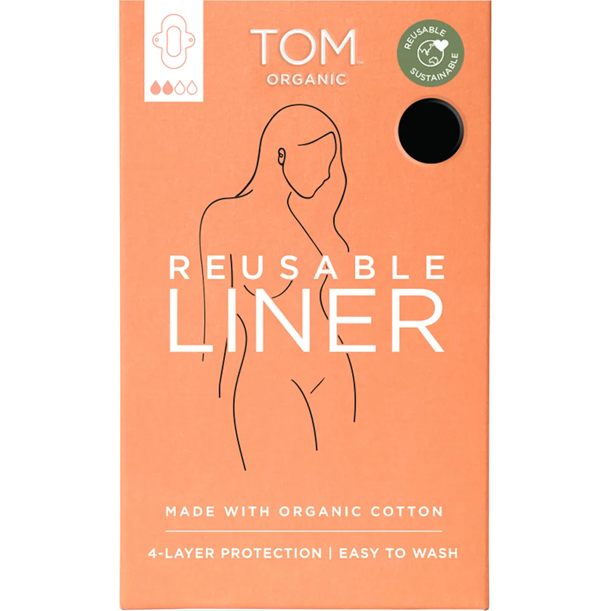Tom Organic Reusable Liner, 4-Layer Protection & Easy To Wash
