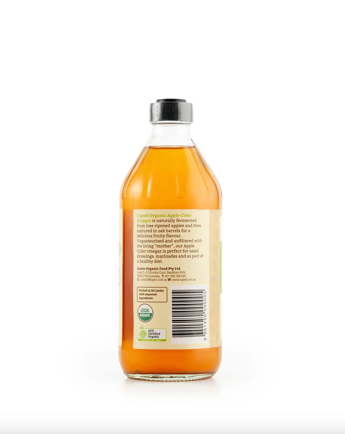 Topwil Organic Apple Cider Vinegar 450mL, With The Mother - Image 3