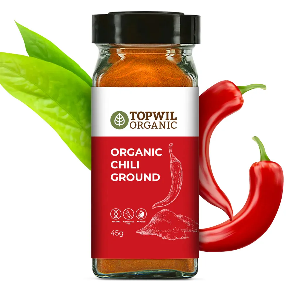 Topwil Organic Chilli Ground 45g, Add Flavour & Spice To All Cuisines