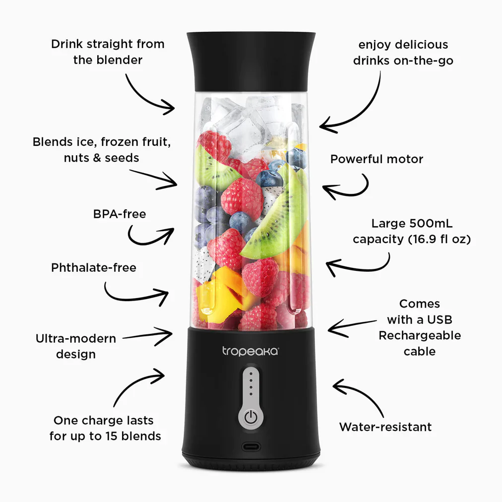 Tropeaka Portable Blender Pink, Black Or White, Take Your Blender Anywhere! - Image 4