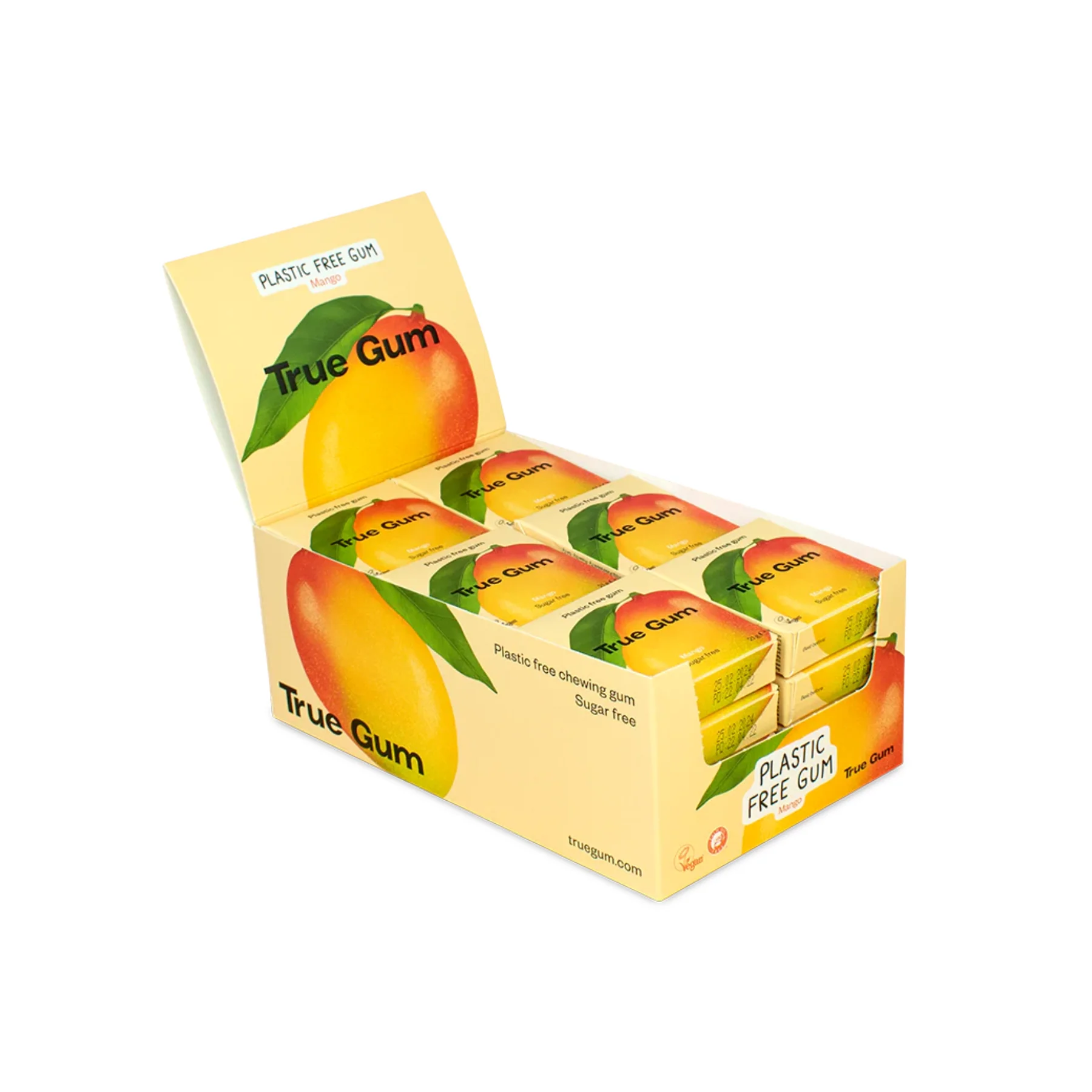 True Gum Sugar Free Gum, Single Pack (21g) Or A Box Of 24, Mango Flavour Plastic Free Packaging - Image 4