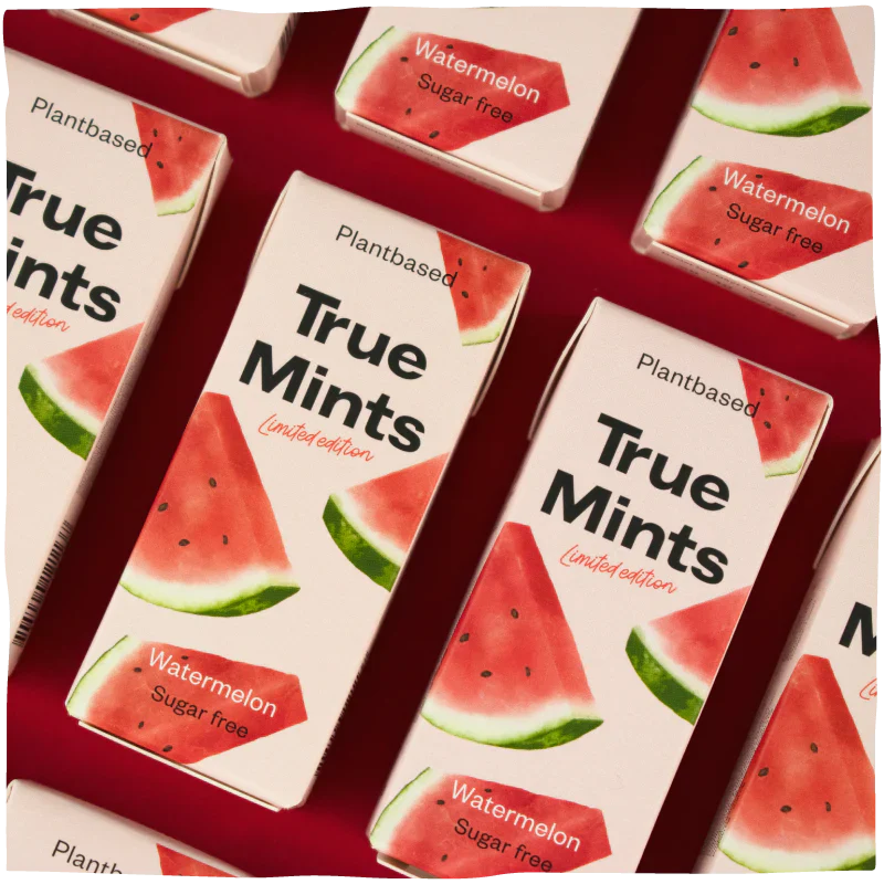 True Mints Sugar Free Mints A Single Pack (13g) Or A Box Of 18, Watermelon Flavour