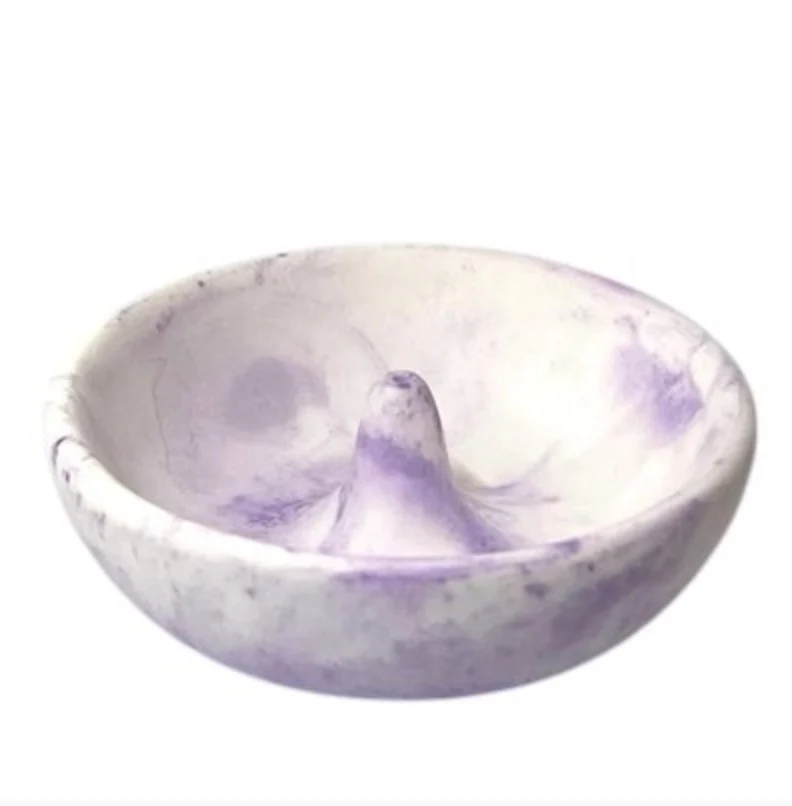 Tulsi Ceramic Marble Effect Round Incense Holder 8.5cm, Blue Or Purple - Image 2