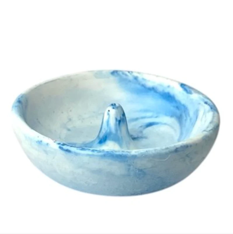 Tulsi Ceramic Marble Effect Round Incense Holder 8.5cm, Blue Or Purple - Image 4