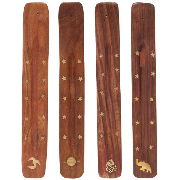 Tulsi Natural Wooden Ash Catcher For Incense, Pattern Chosen At Random