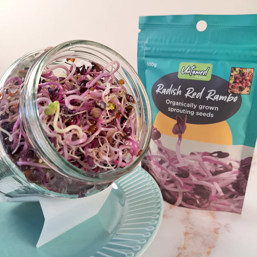 Untamed Health Earth-Friendly Sprouting Seeds 100g, Radish Red Rambo