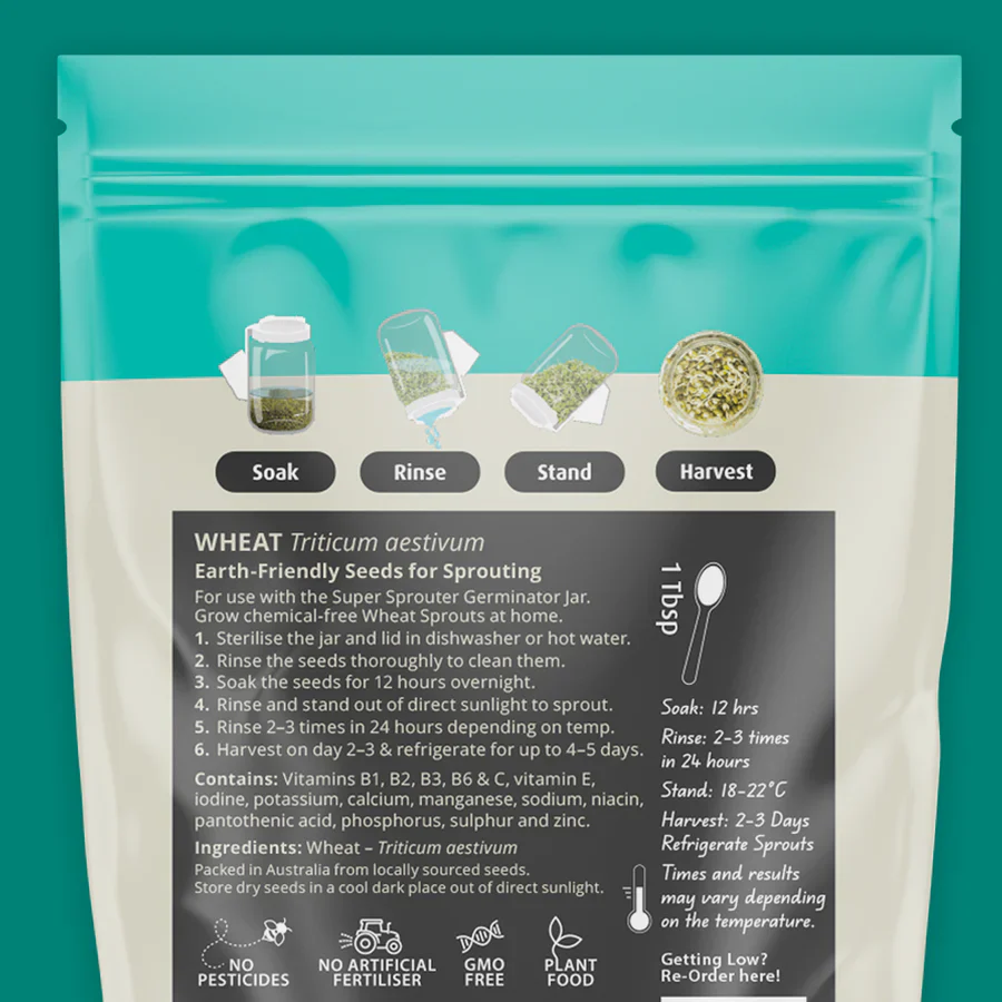 Untamed Health Earth-Friendly Sprouting Seeds 100g, Wheat Seeds - Image 5