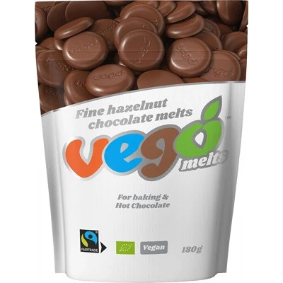 Vego Certified Organic Chocolate Melts 180g, Fine Hazelnut Buttons