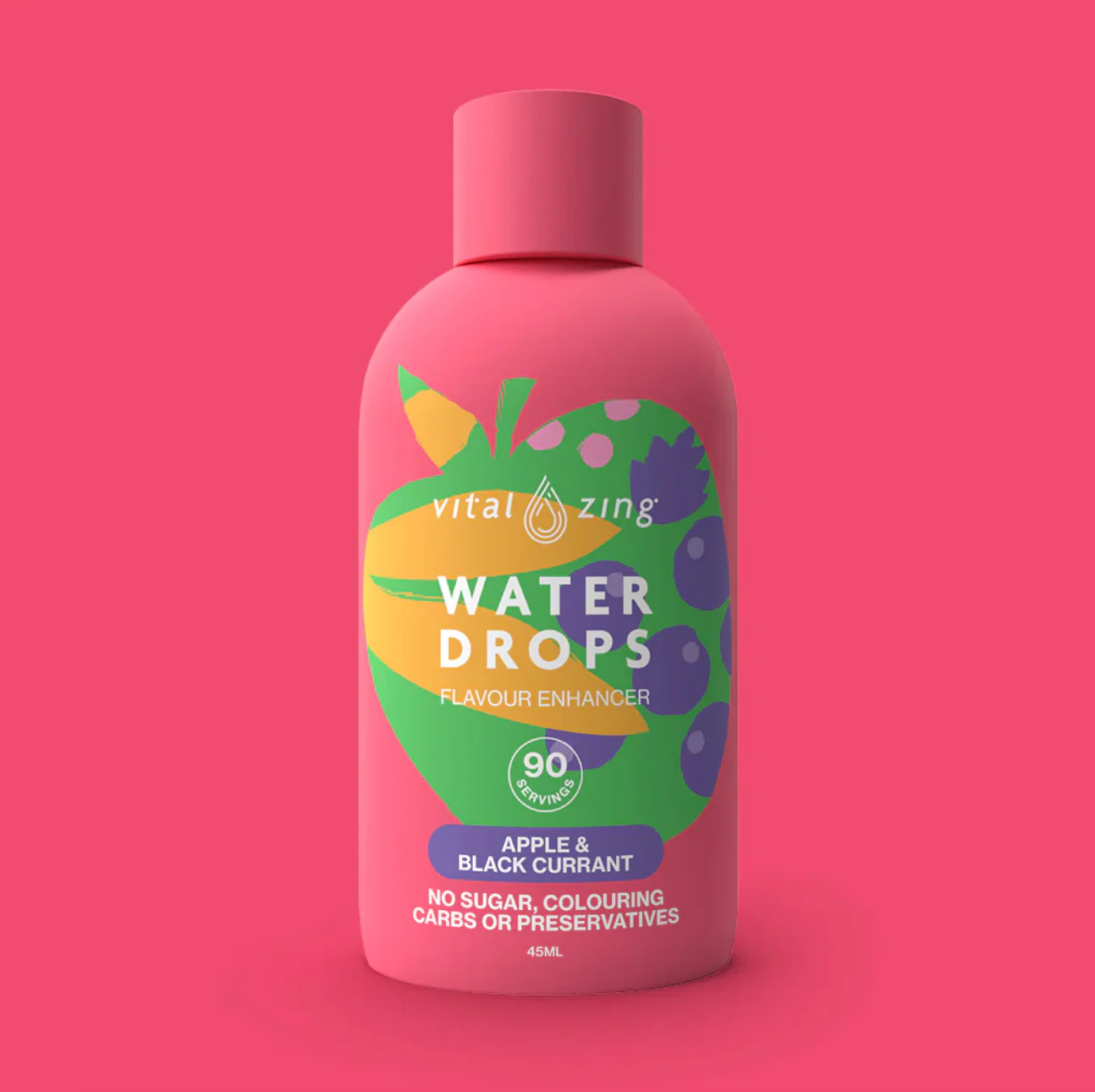 Vital Zing Flavour Enhancer Apple & Blackcurrant Water Drops 45mL, Sugar & Colouring Free