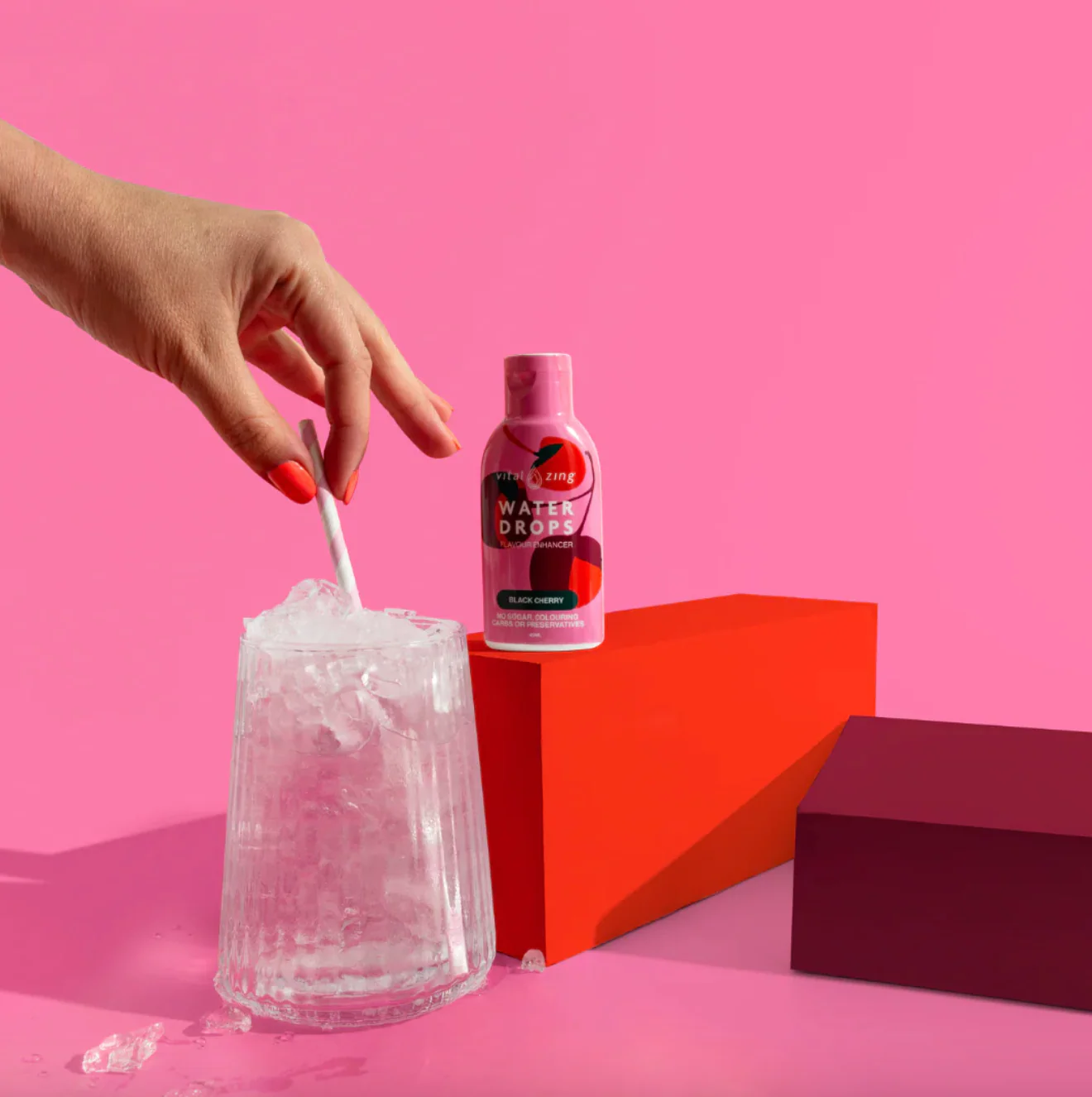 Vital Zing Flavour Enhancer Black Cherry Water Drops 45mL, Sugar & Colouring Free - Image 2
