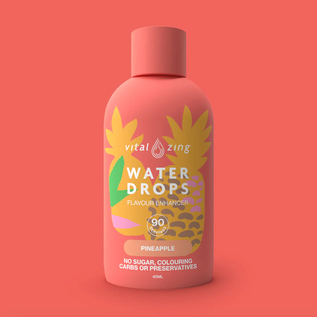 Vital Zing Flavour Enhancer Pineapple Water Drops 45mL, Sugar & Colouring Free