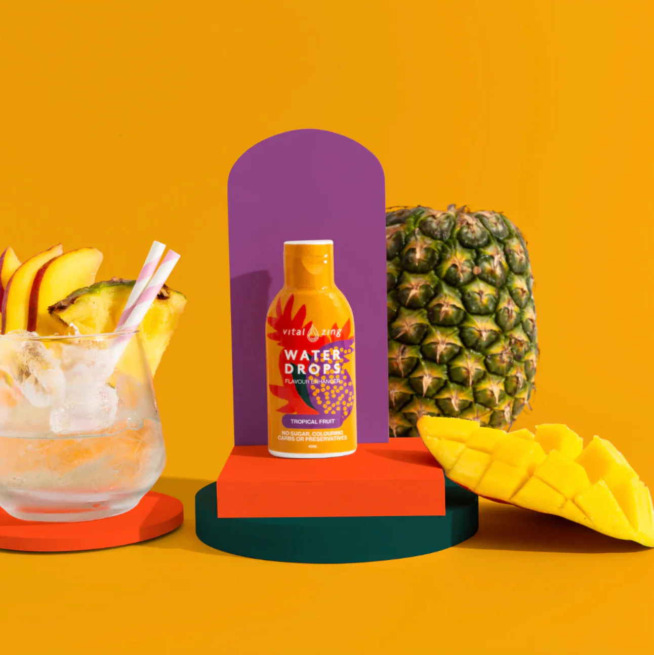 Vital Zing Flavour Enhancer Tropical Fruit Water Drops 45mL, Sugar & Colouring Free - Image 2
