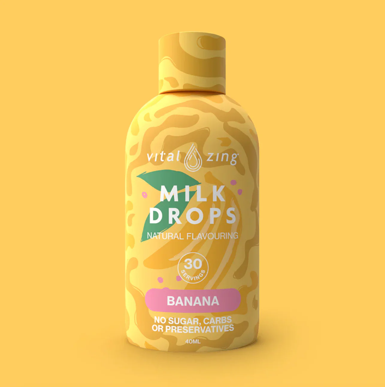 Vital Zing Natural Flavouring Banana Milk Drops 40mL, Sugar & Preservative Free