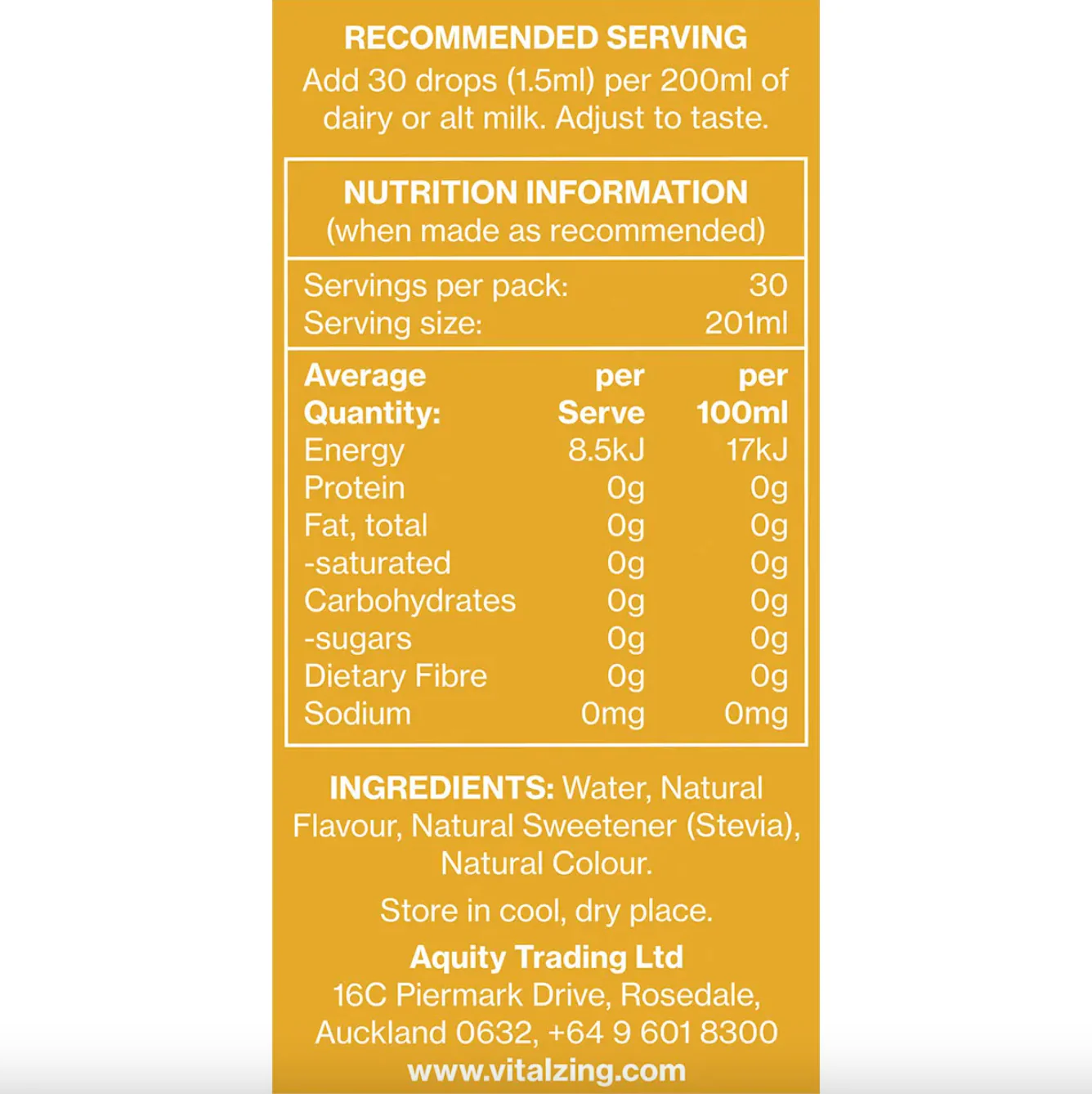 Vital Zing Natural Flavouring Banana Milk Drops 40mL, Sugar & Preservative Free - Image 2