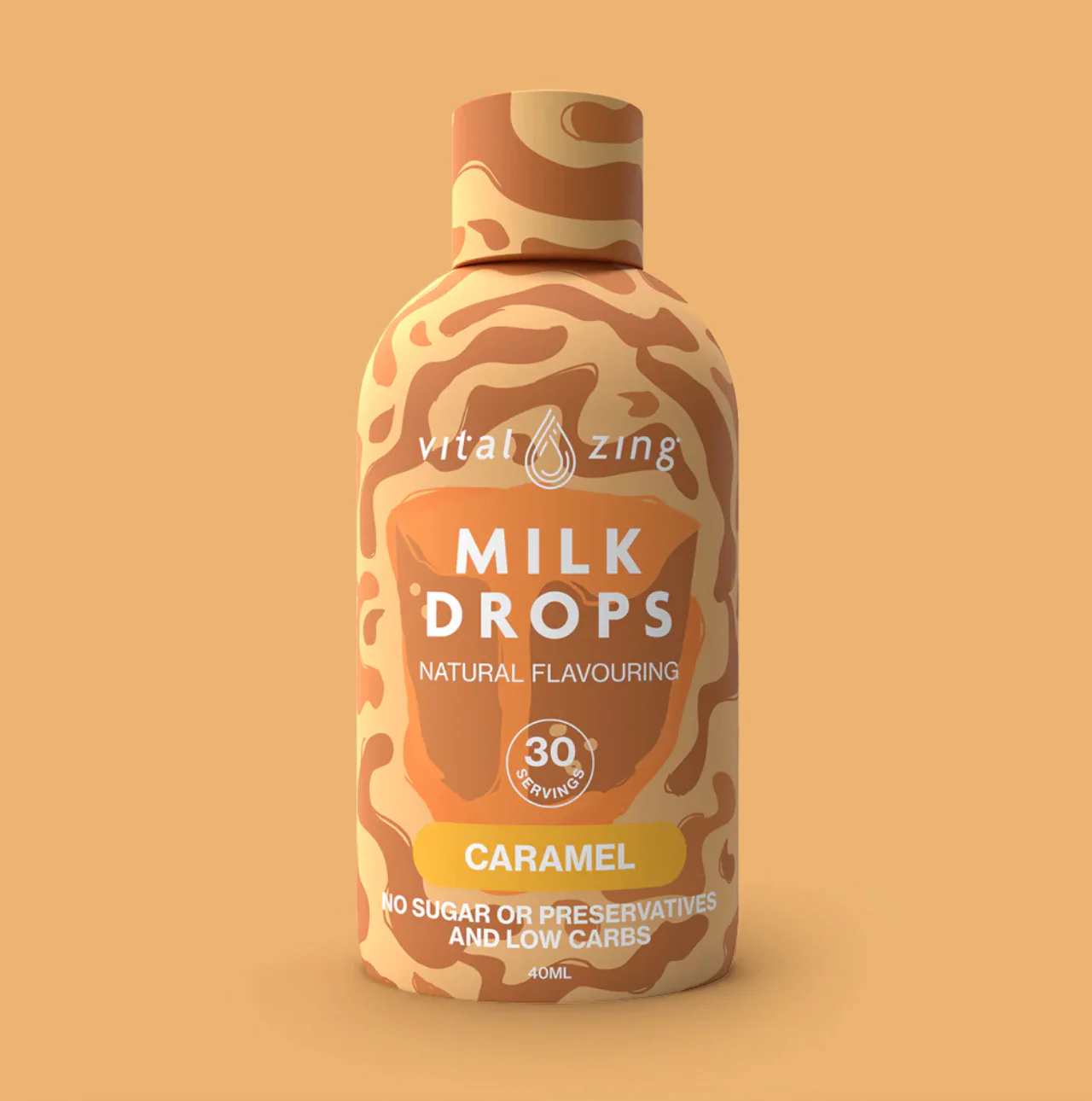 Vital Zing Natural Flavouring Caramel Milk Drops 40mL, Sugar & Preservative Free