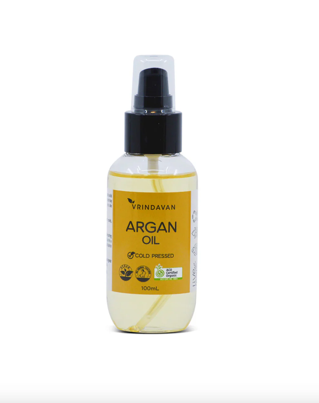 Vrindavan 100% Pure & Certified Organic Argan Oil 100mL, Nature's Liquid Gold