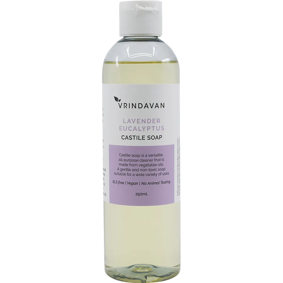 Vrindavan Castile Soap Lavender & Eucalyptus 250mL, A Refreshing Blend With Lavender