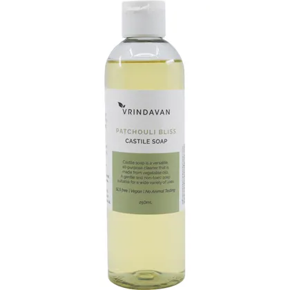 Vrindavan Castile Soap Patchouli Bliss 250mL, With Grounding Aroma Of Patchouli